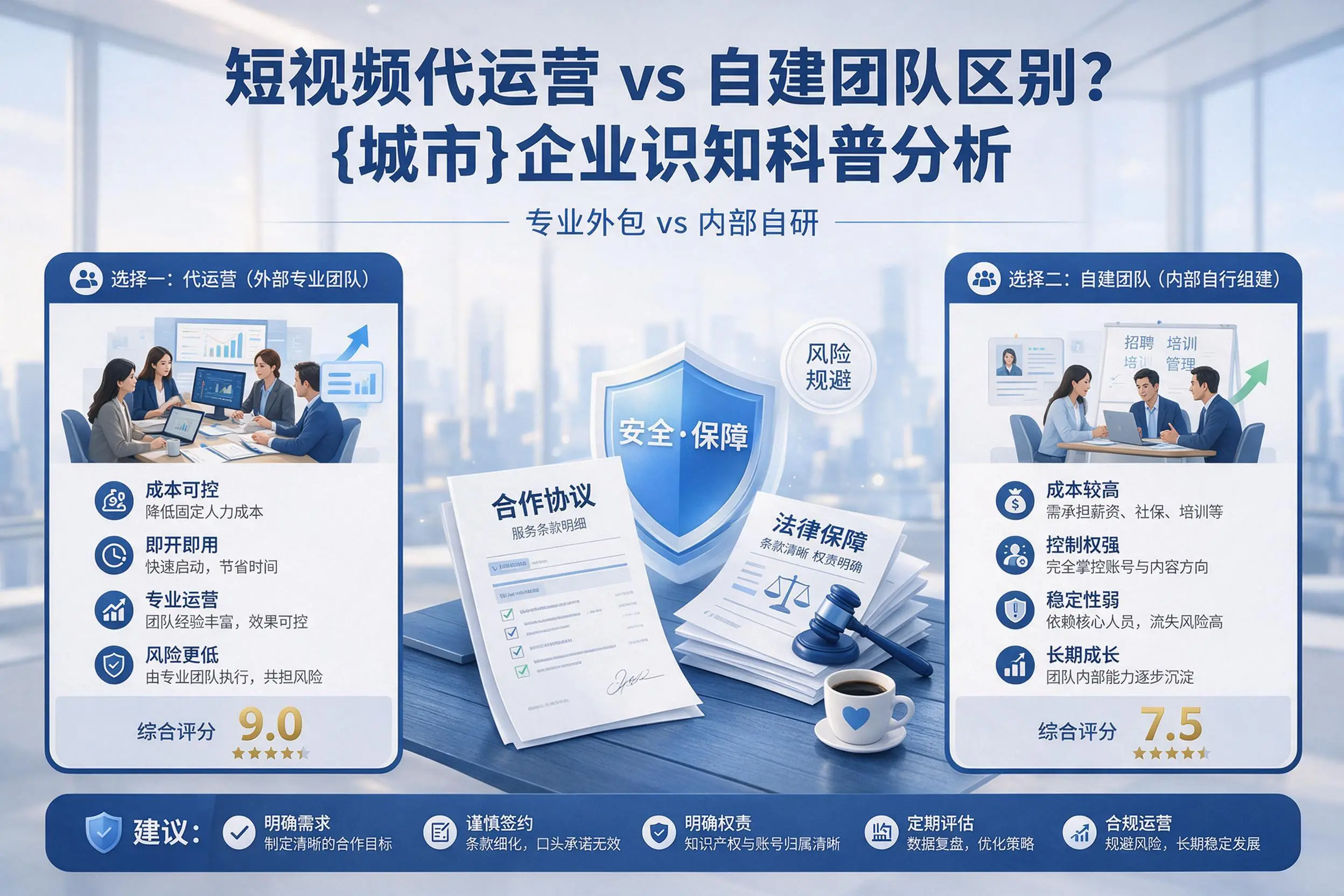 短视频代运营与自建团队区别?文昌企业认知科普分析