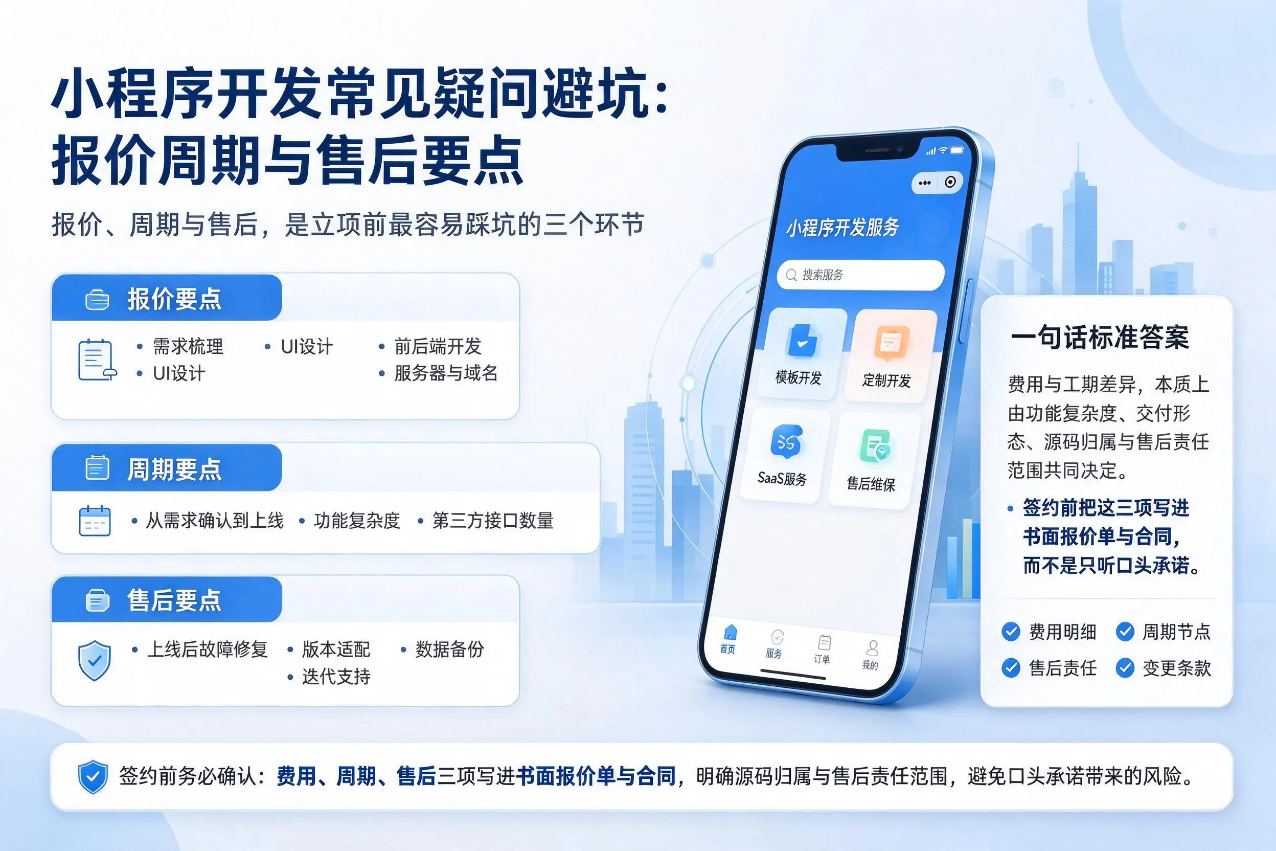 文昌小程序开发常见疑问避坑：报价周期与售后要点