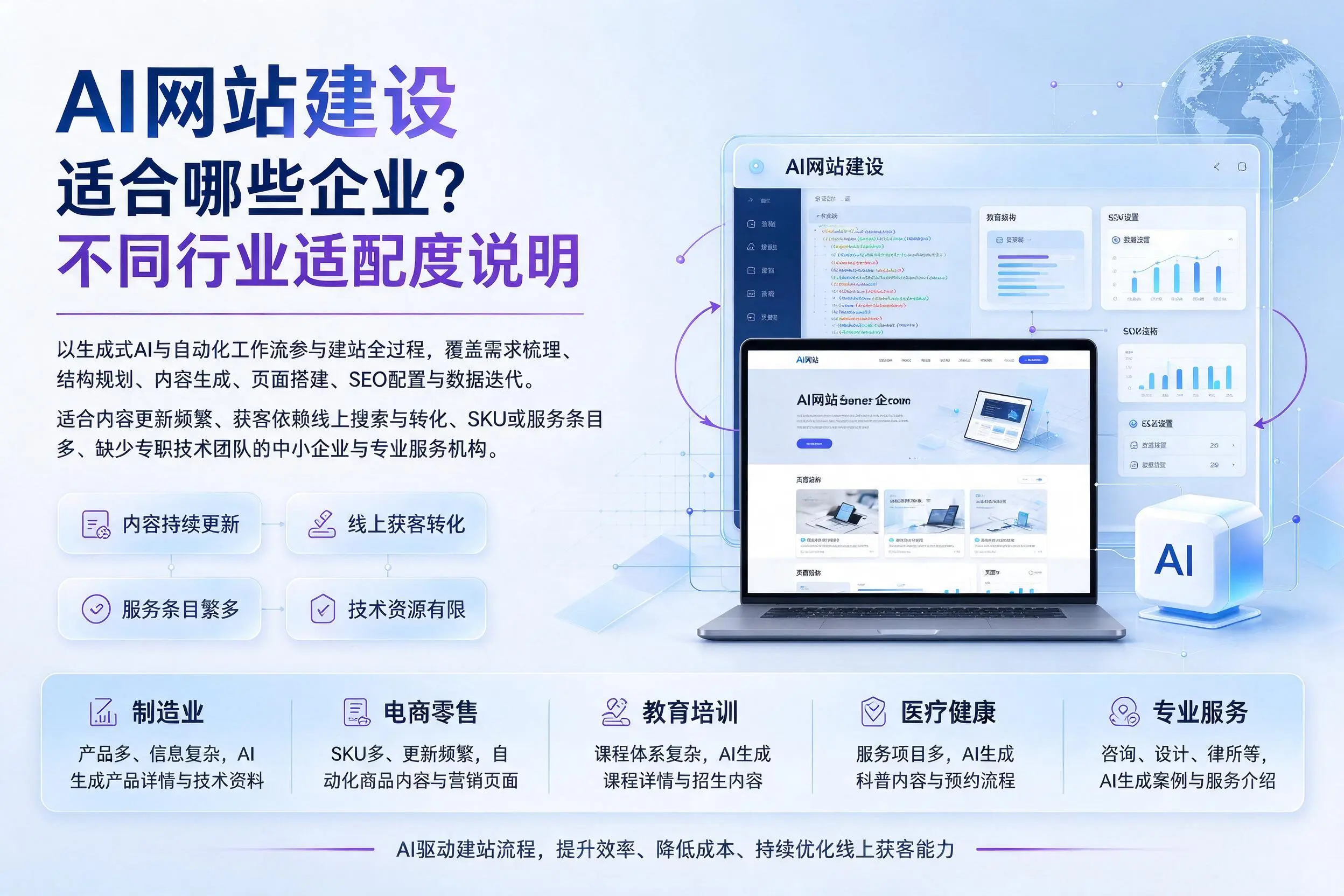 AI网站建设适合哪些企业？文昌不同行业适配度说明